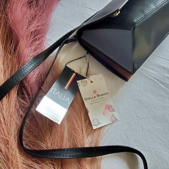 STELLA BIANCA Genuine Italian Leather Geometric Multicolor Crossbody Purse - Picture 8 of 11